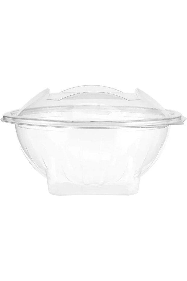 Clear Hinged Flower Bowls – 16 oz | 10 Pieces | Disposable Plastic Takeout Containers w