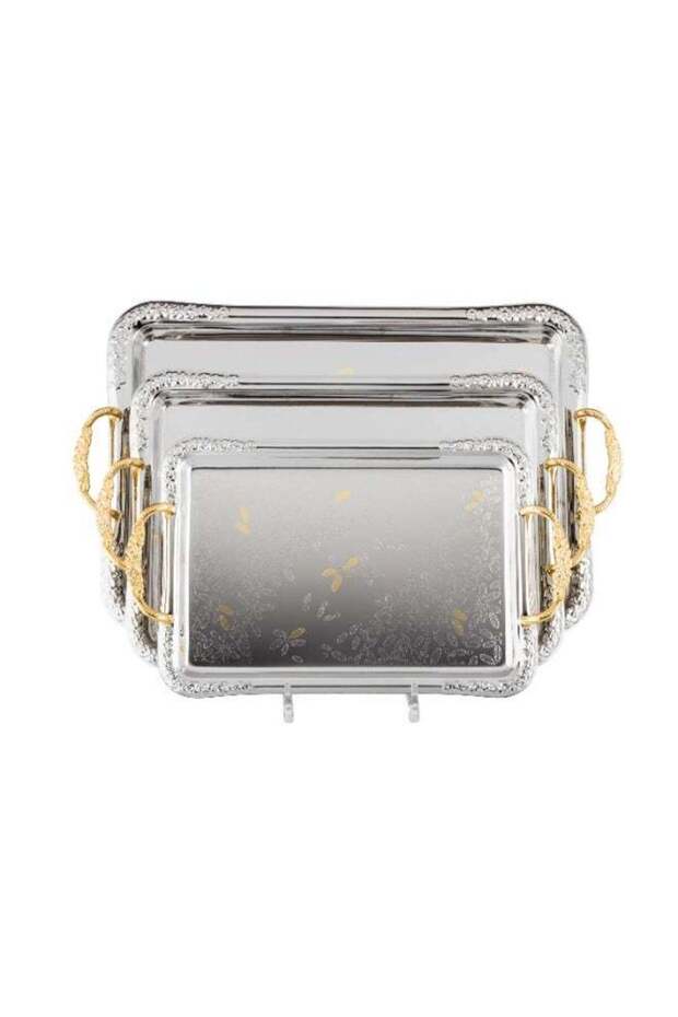 Al-saif Metal Serving Trays Set With Three Different Sizes - 5