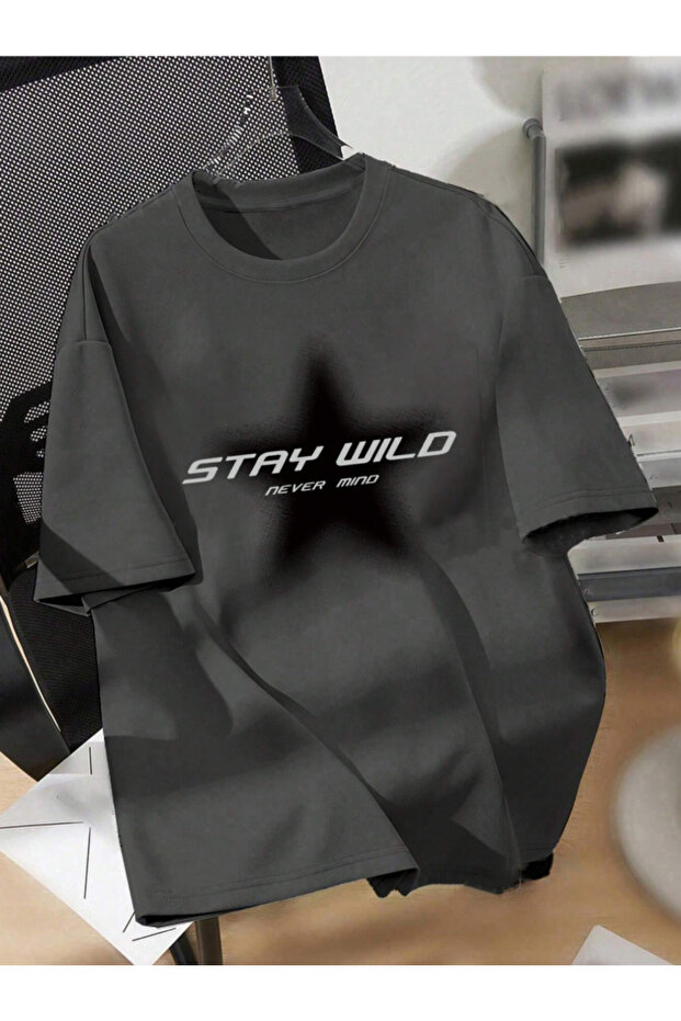 Unisex Men/Women Stay Custom Printed Oversize Cotton T-Shirt