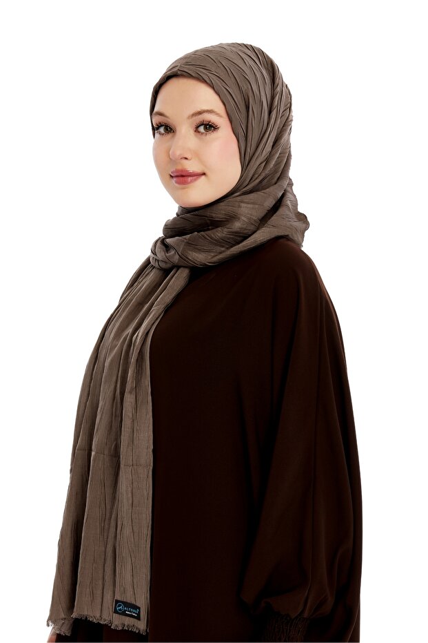 Pliseli Bambu Şal - Kimyon - 3