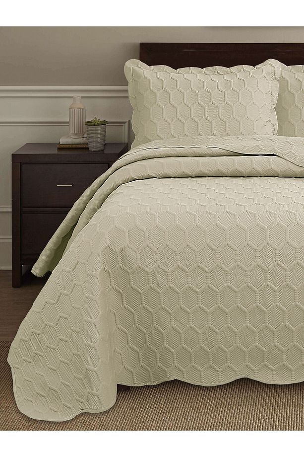 Honey Comb 3D Çift Kişilik Yatak Örtüsü Seti (3 Parça) - 260x240 cm - 2