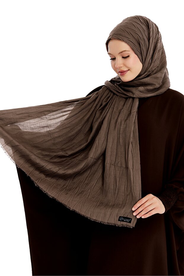 Pliseli Bambu Şal - Kimyon - 1