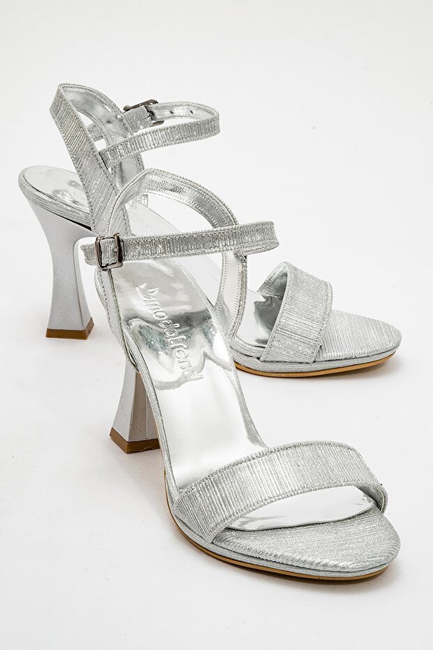 Women's Glitter Heeled Sandals Silver Sim