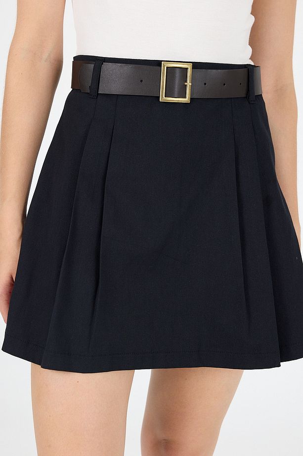 Moda Pileli Kemerli Şort Etek Xs-xxl - 7