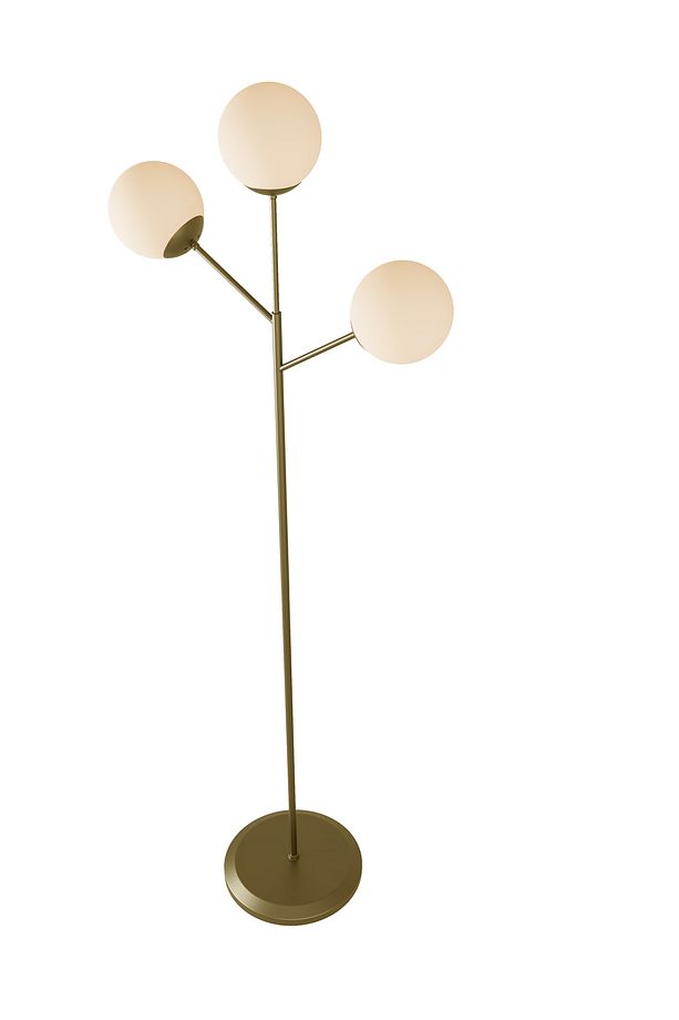 LOREVA 3'lü Cam Küre Lambader - Metal Gövdeli Modern Yer Lambası - 5