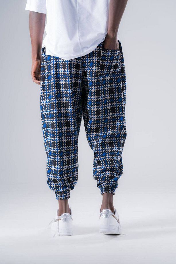Erkek Yazlık Desenli Saks Jogger Şalvar Pantolon - 4