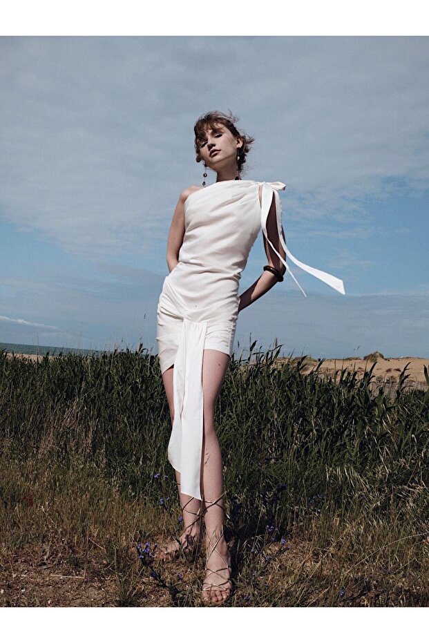 Milan Beyaz Mini Elbise - 3