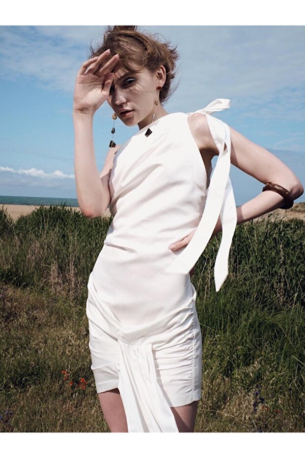 Milan Beyaz Mini Elbise - 4