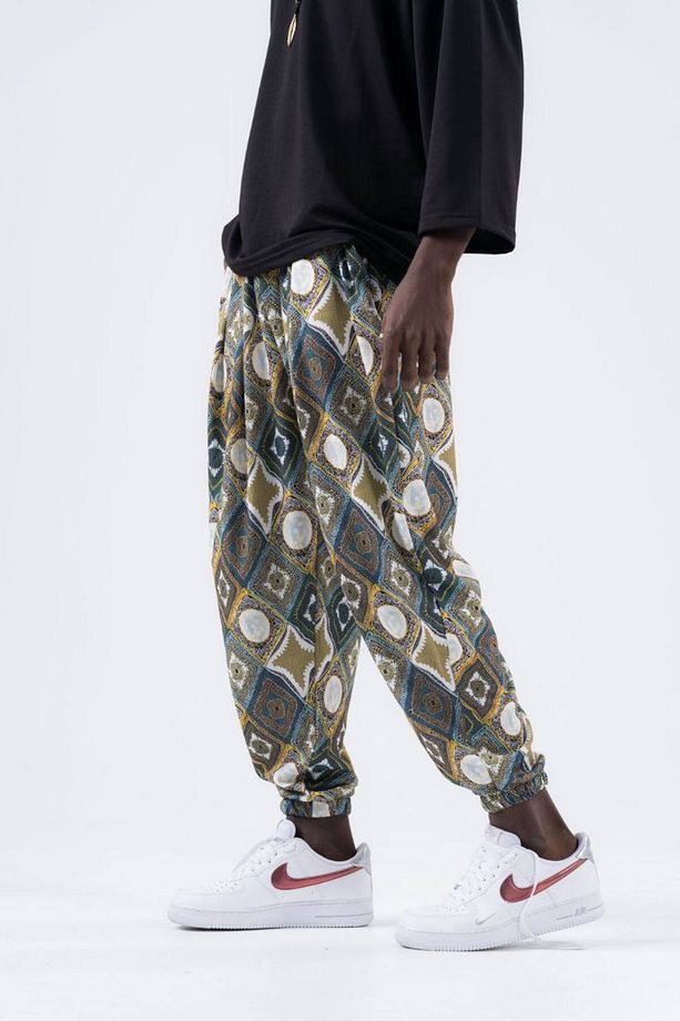 Erkek Desenli Yazlık Baggy Jogger Şalvar Pantolon - 3