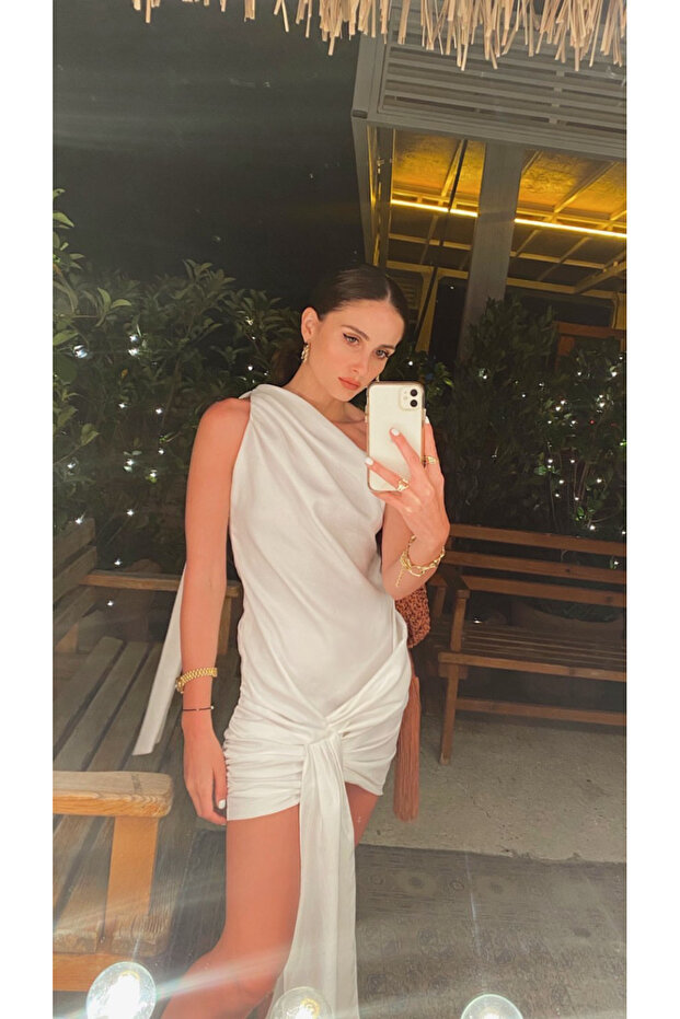 Milan Beyaz Mini Elbise - 1