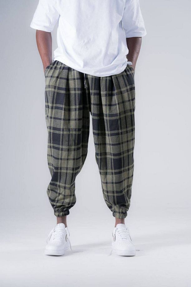 Erkek Desenli Haki Baggy Jogger Şalvar Pantolon - 2