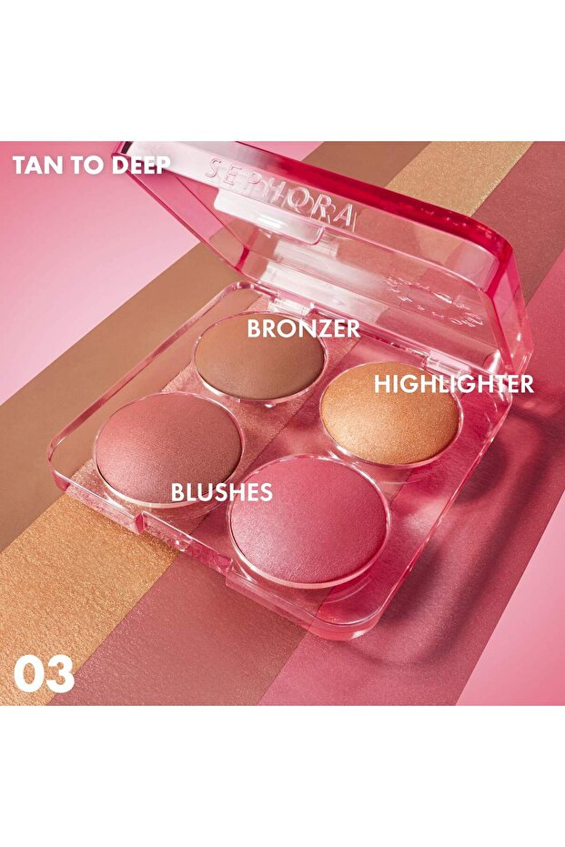 Colorful Face Bronzer, Blush & Highlighter Palette - 3