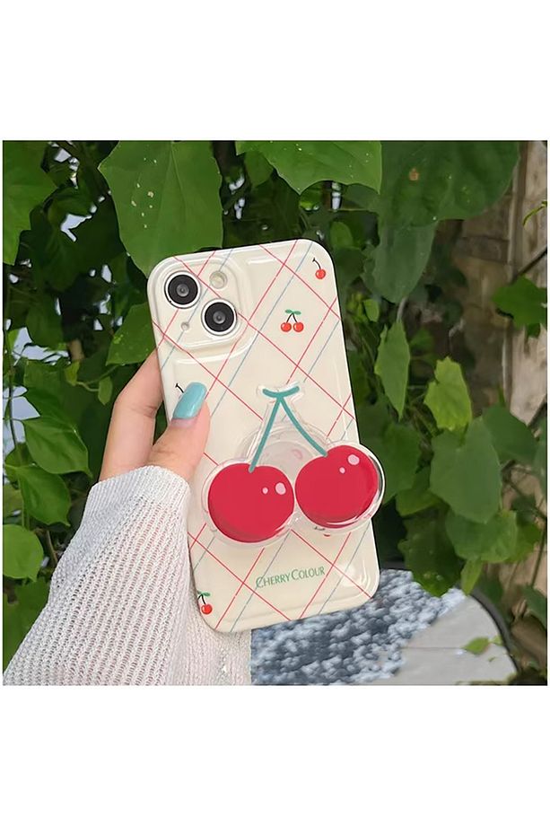 Popsocket Kiraz Desenli Telefon Tutacağı Epoksi Yüzey Parmak Tutucu Yapışkanlı Popsocket - 3