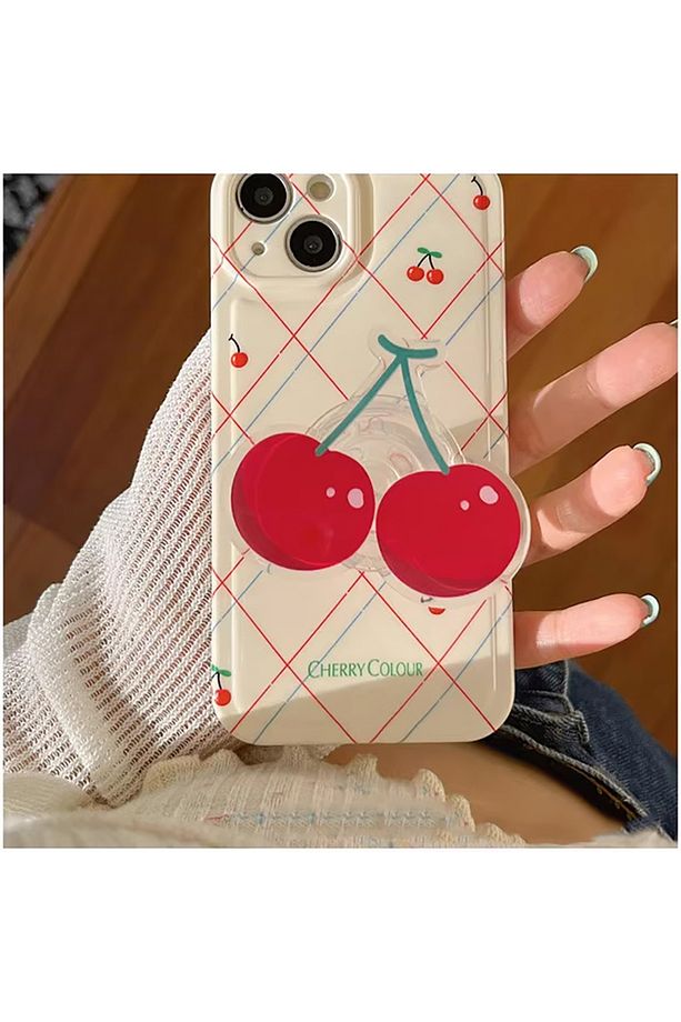 Popsocket Kiraz Desenli Telefon Tutacağı Epoksi Yüzey Parmak Tutucu Yapışkanlı Popsocket - 2