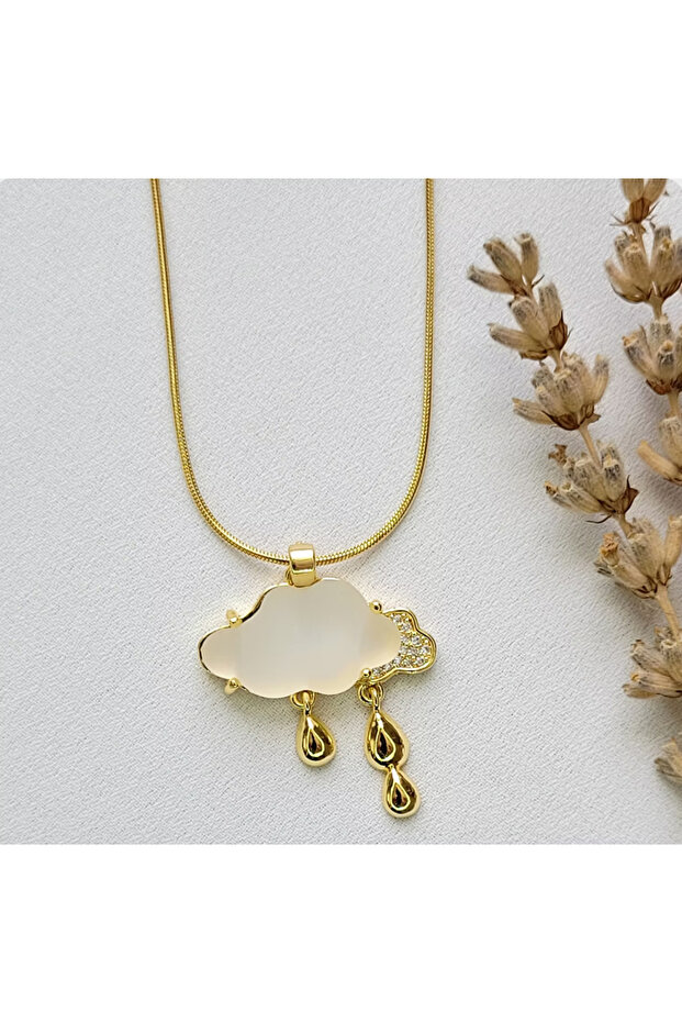 Bulutlu beyaz Çelik kolye - 1