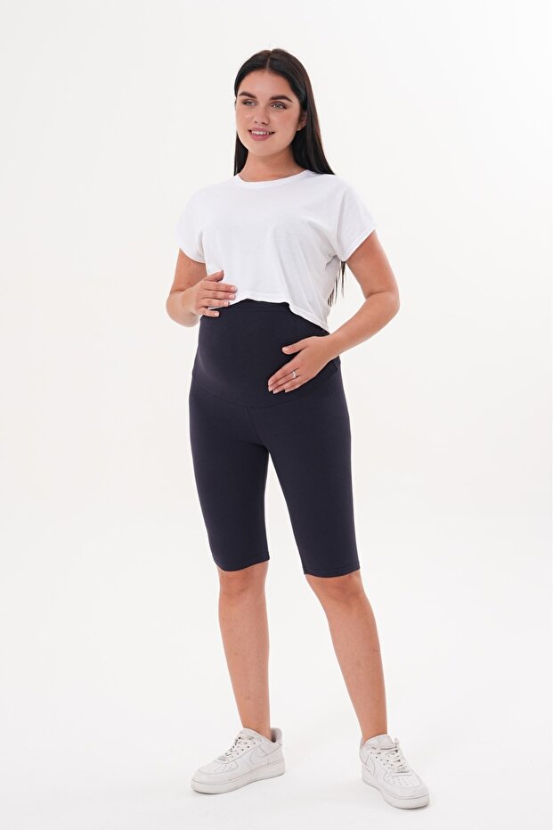 Maternity Stretchy Cotton Adjustable Waist Shorts Leggings