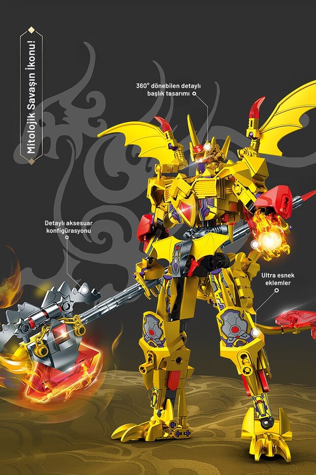 Flame Hammer Çin Ejderi Figür Yapı Bloğu Seti 463 Parça - 2