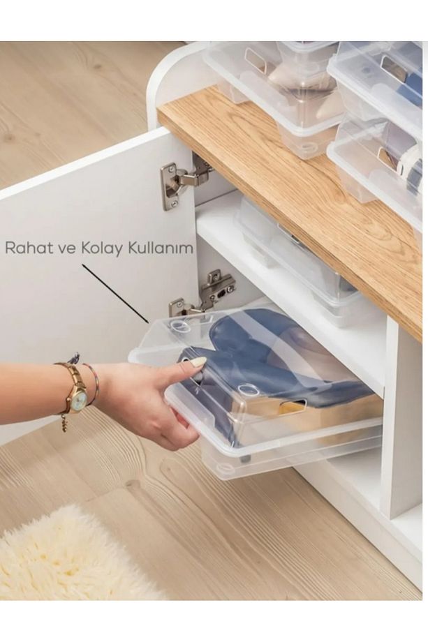 10 Adet Kadın Ayakkabı Saklama Kutusu Şeffaf Ayakkabı Saklama Kutusu - 4