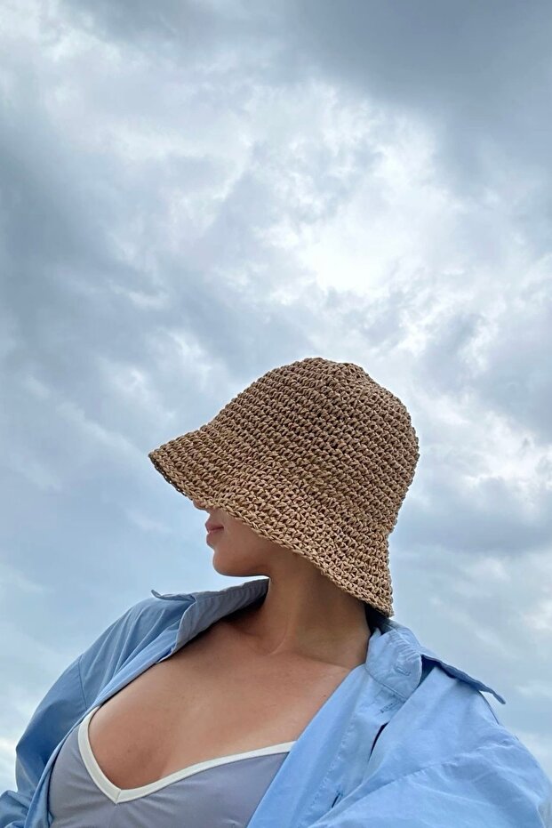 Hand Knitted Straw Premium Bucket Hat