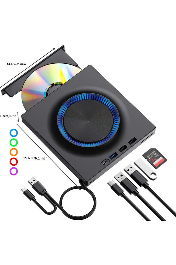 Çok İşlevli Harici USB 3.0 Type-C CD/DVD Yazıcı Okuyucu Laptop Mac Windows 11 - 7