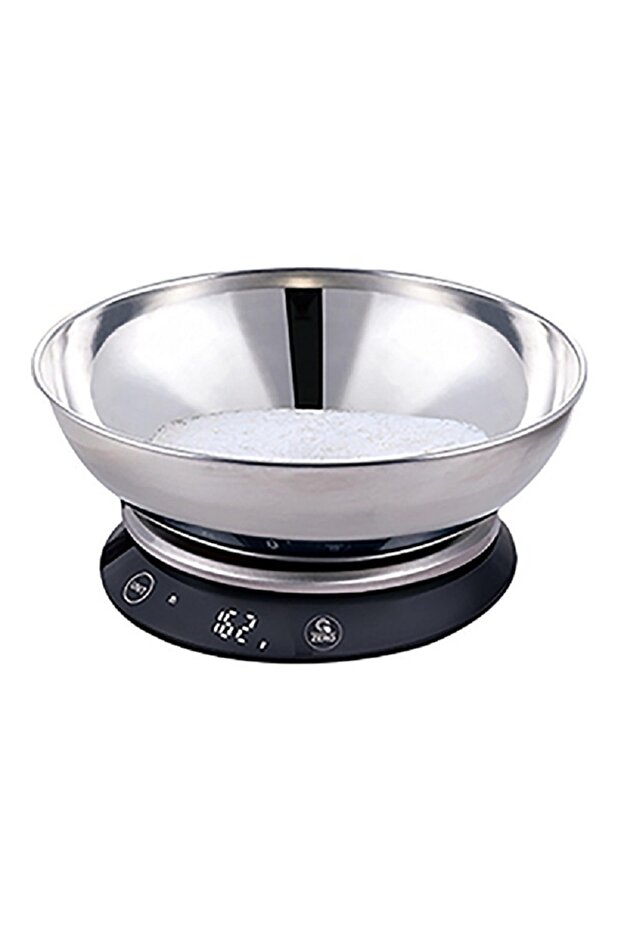 ميزان مطبخ إلكتروني باللونين الفضي والأسود - 1