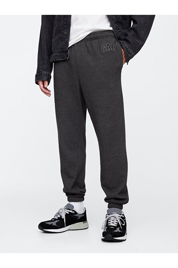 Men's Dark Gray Logo French Terry Fabric Jogger Sweatpants