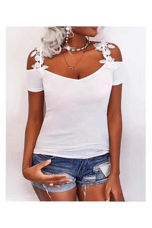 White Blouse with Crochet Sleeves
