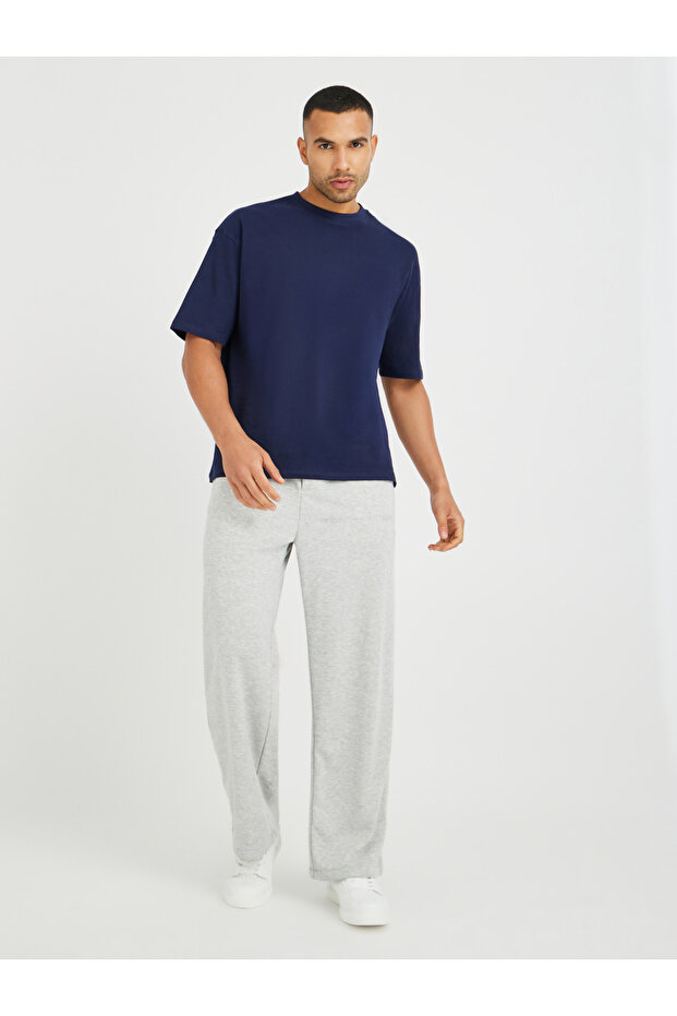 Embossed Oversized Open Hem Joggers with Drawstring - 2