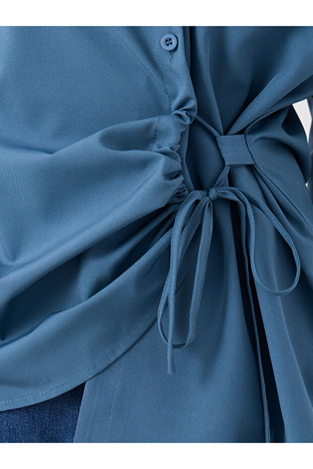 بلوزة سادة بأزرار مع تفاصيل ربطة عنق - 3