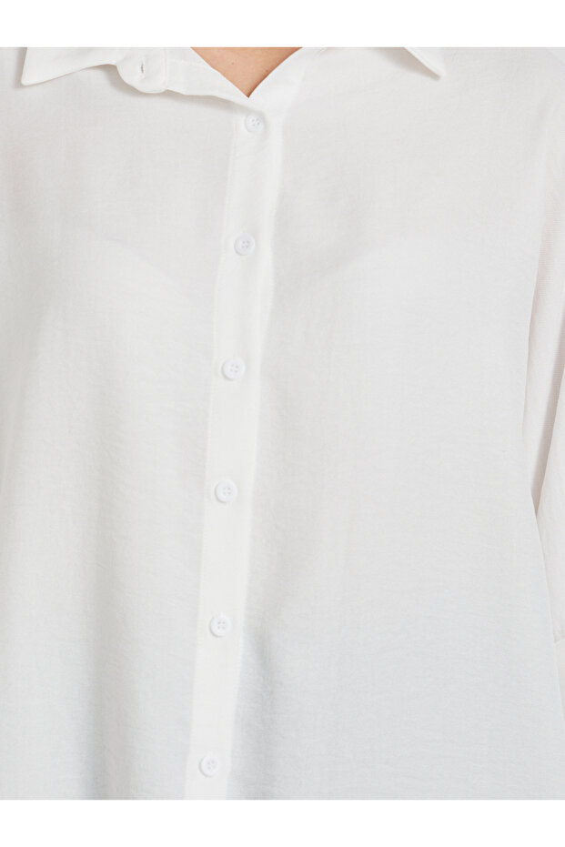 قميص كبير الحجم بياقة واسعة سادة - 3