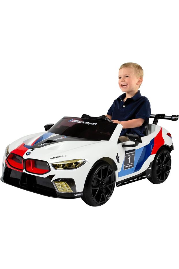 سيارة سباق BMW M8 GTE، 12 فولت RC، بيضاء