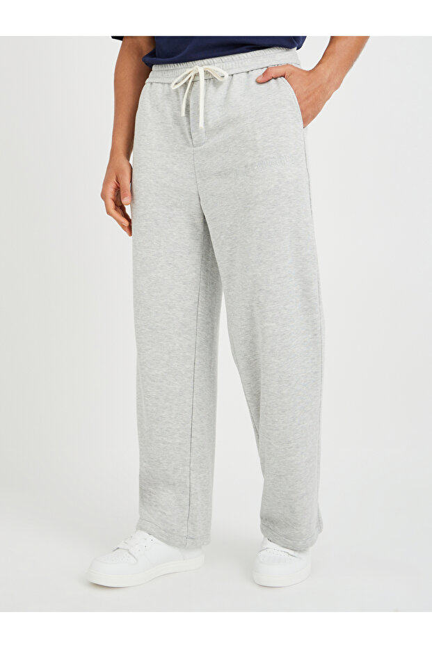 Embossed Oversized Open Hem Joggers with Drawstring - 1