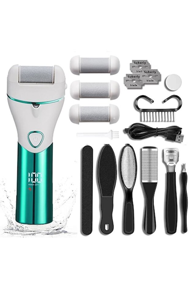 Wirsen® Electric Foot and Heel File Set, LED display, battery, 2 speeds, 3 heads incl. - 1