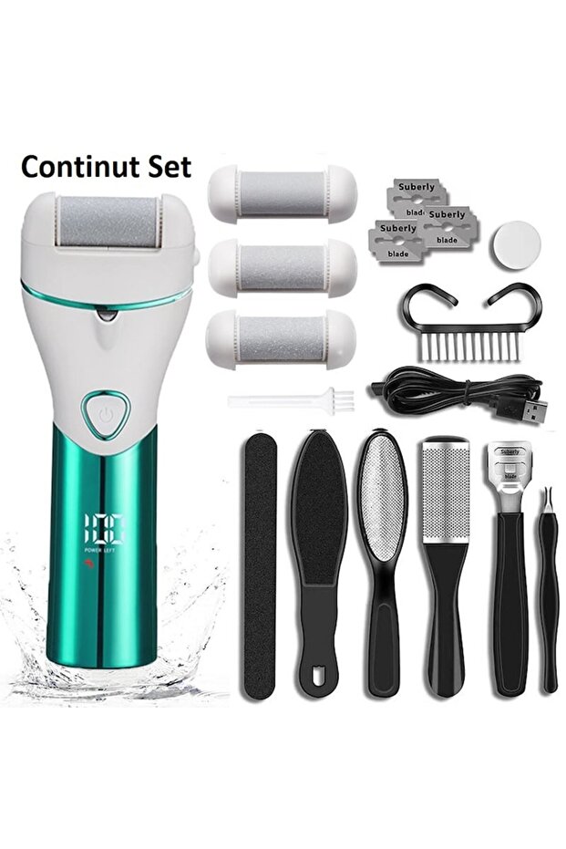 Wirsen® Electric Foot and Heel File Set, LED display, battery, 2 speeds, 3 heads incl. - 3