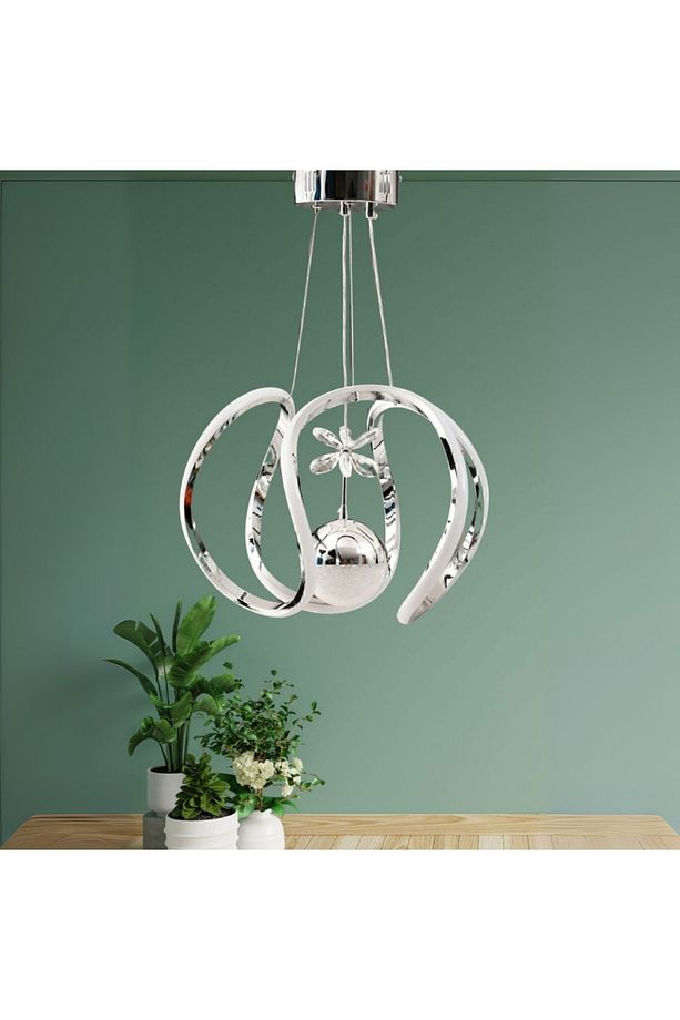 MİLOS Kumandalı 3 Renk Dimmerli LED Sarkıt Avize – Modern Krom Kaplama Tek Top - 3