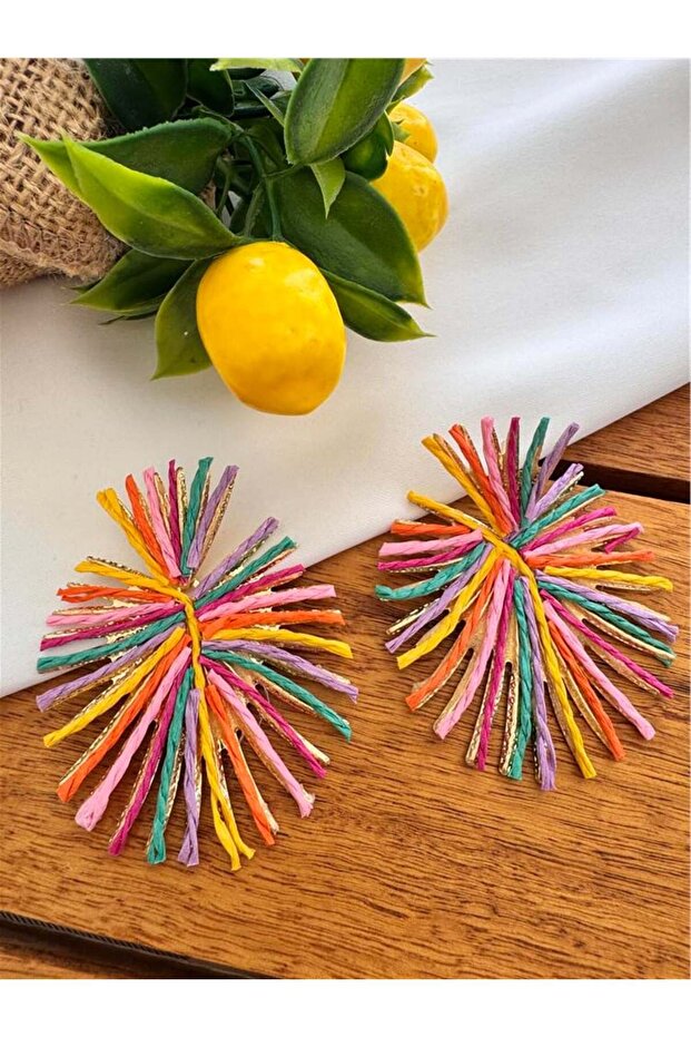 Colorful Jute Rope Detailed Fringed Earrings