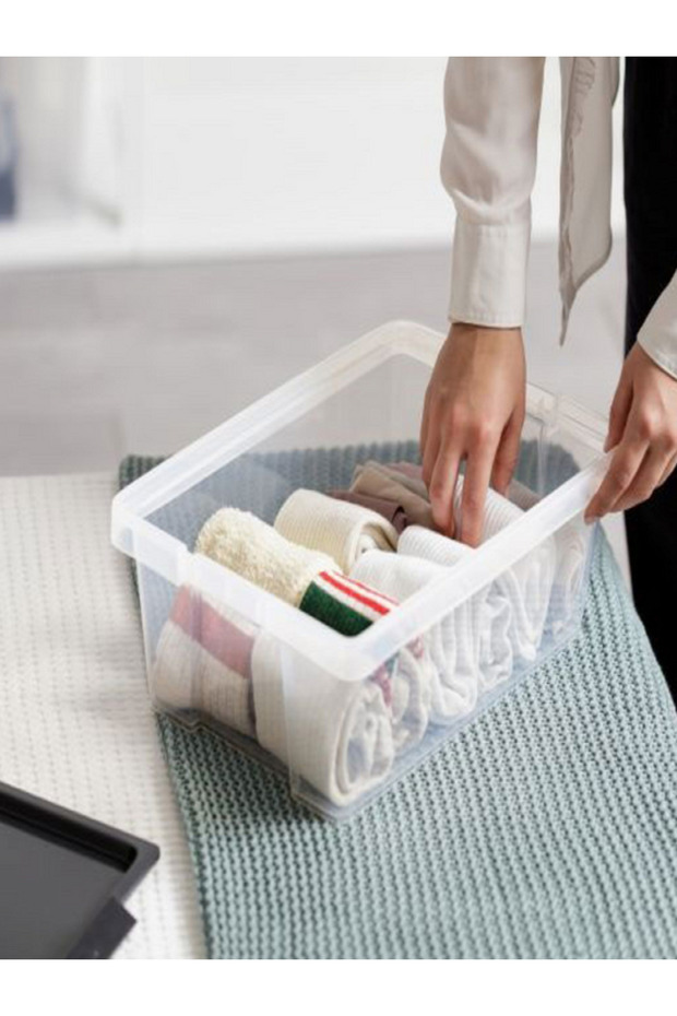 Hinged Handle Multipurpose Stackable Storage Box with Lid - 2