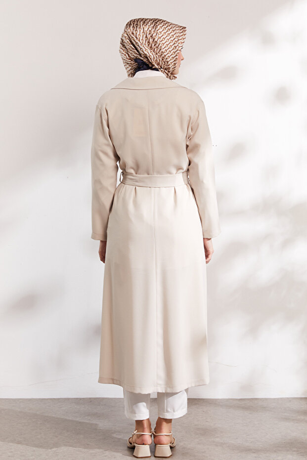 Şık Düğmeli Pardesü - 6