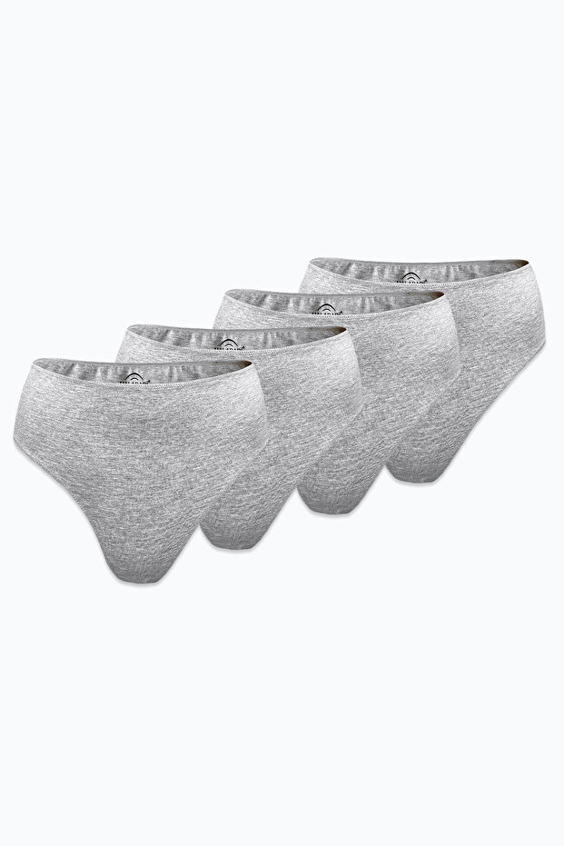 Kadın Gri 4 lü Paket Modal Yüksek Bel String Tanga 4M178 - 1