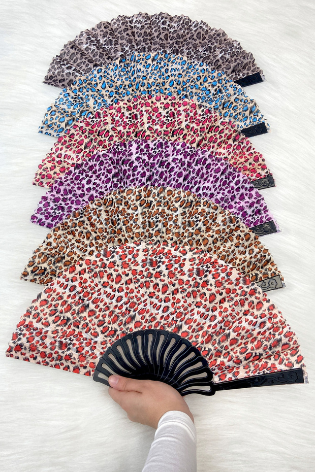 Leopard Pattern Mixed Color Bridal Bridesmaid Fan, Bride Bachelorette Party Henna Gift 6Pcs