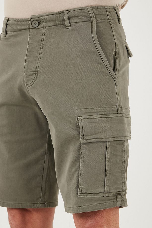 Streç Pamuklu Regular Fit Normal Bel Kargo Cepli Şort Erkek ŞORT 4510S79MILAN - 6