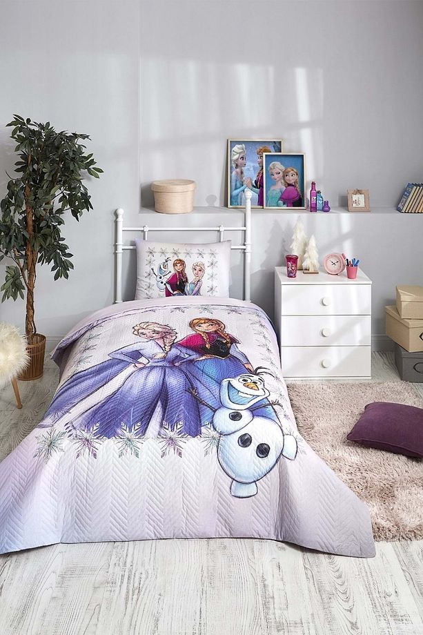 Özdilek Lisanslı Kapitoneli Tek Kişilik Dört Mevsim Nevresim Takımı-Elsa Frozen Frosted - 1
