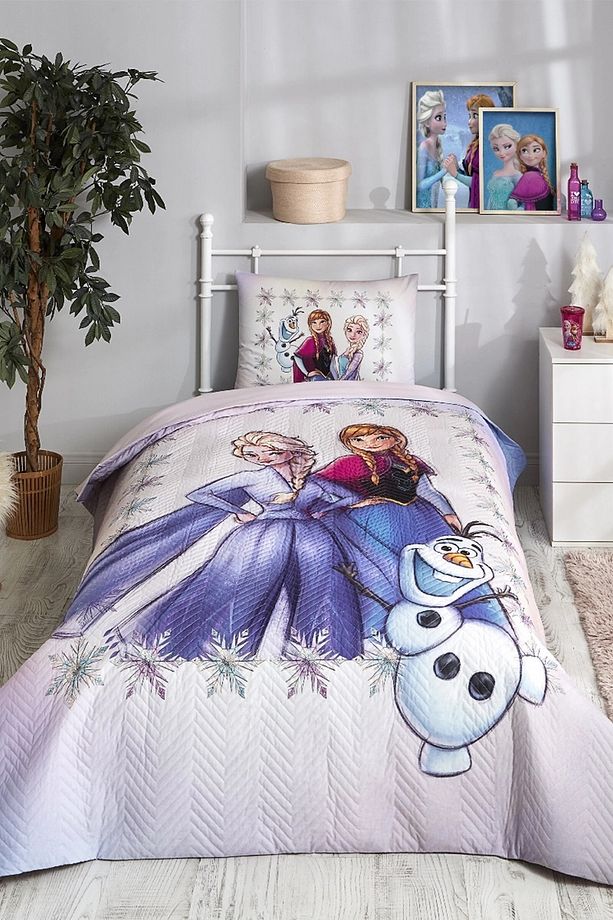 Özdilek Lisanslı Kapitoneli Tek Kişilik Dört Mevsim Nevresim Takımı-Elsa Frozen Frosted - 4