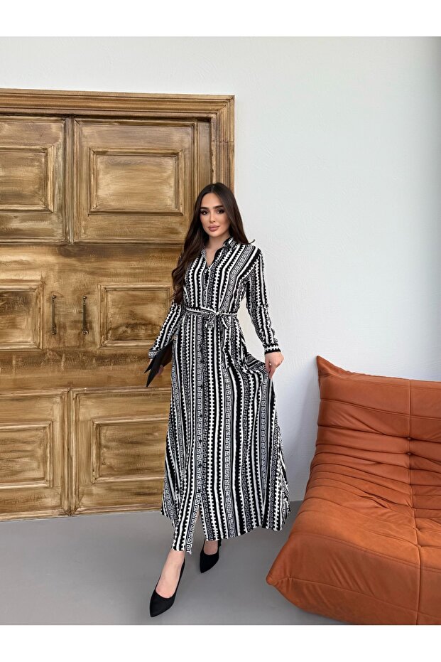Zebra Desen Gömlek Elbise - 3