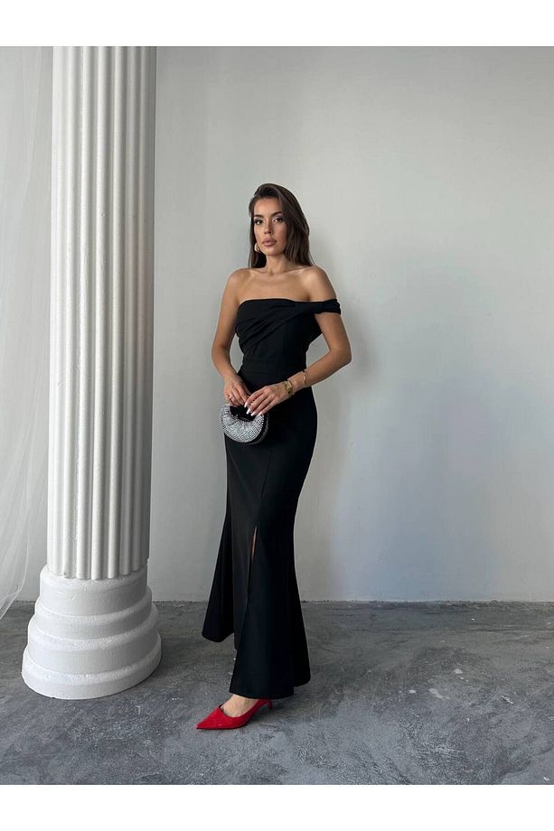 Aura Yırtmaçlı Uzun Elbise - 5