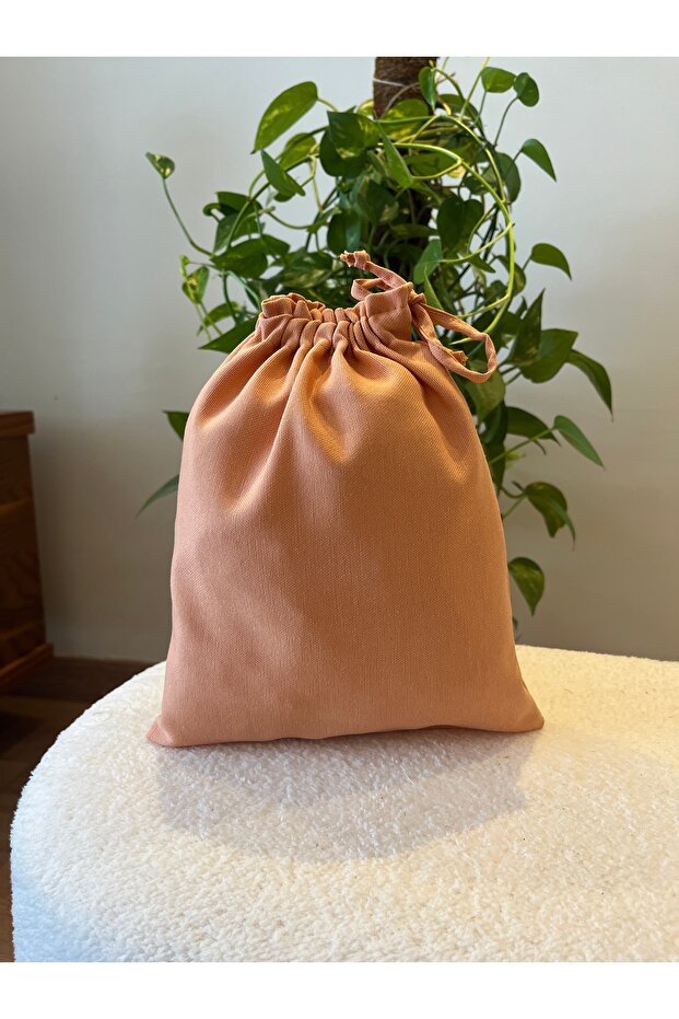 Salmon Linen Cloth Pouch - Makeup Bag - Bag Organizer- 20X25- Cloth Pouch