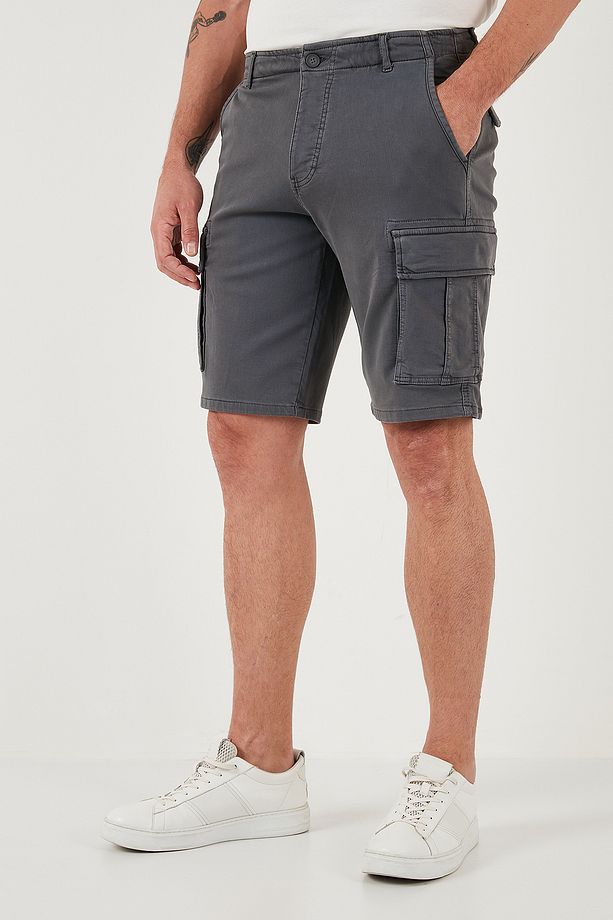 Streç Pamuklu Regular Fit Normal Bel Kargo Cepli Şort Erkek ŞORT 4510S79MILAN - 5