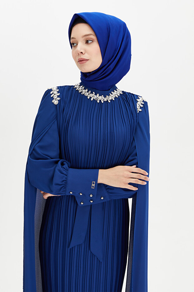 Pelerin Kol Piliseli Elbise - 4