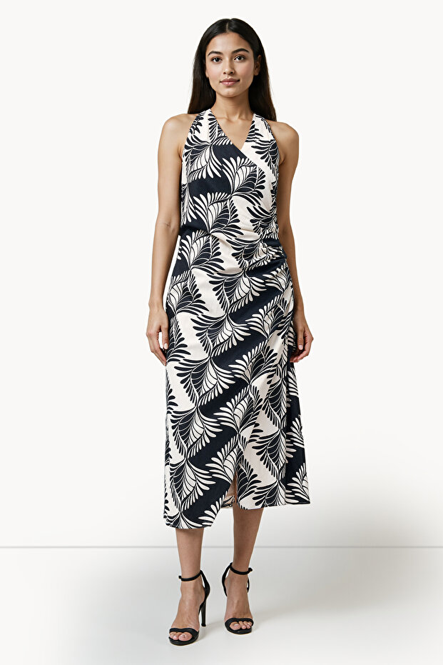 Sleeveless Cotton Blend Mid-Calf Dress