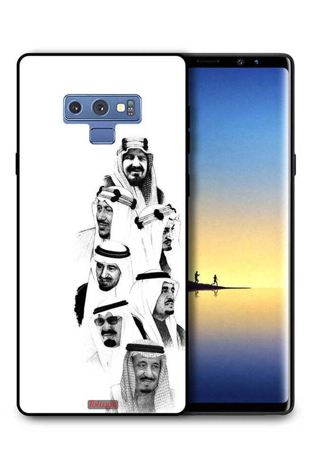 غطاء حماية لهاتف سامسونج جالكسي نوت 9 - فن ملوك السعودية - أبيض وأسود